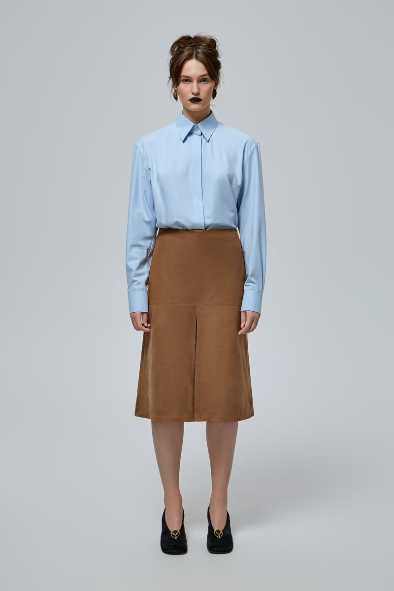 SUEDE SKIRT IN BRONZE