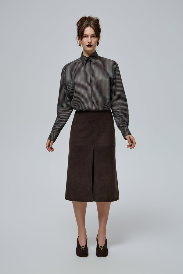 SUEDE SKIRT IN CHOCOLATE