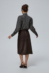SUEDE SKIRT IN CHOCOLATE