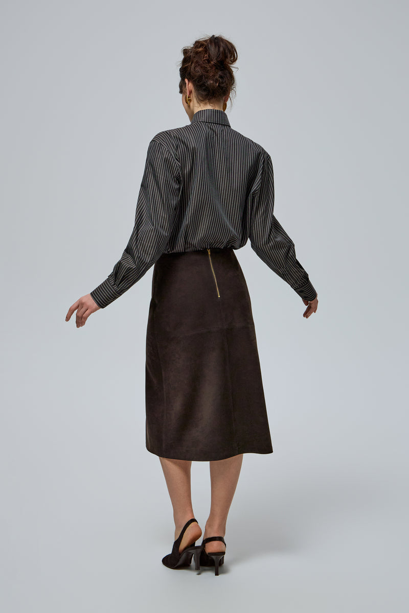 SUEDE SKIRT IN CHOCOLATE