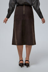 SUEDE SKIRT IN CHOCOLATE