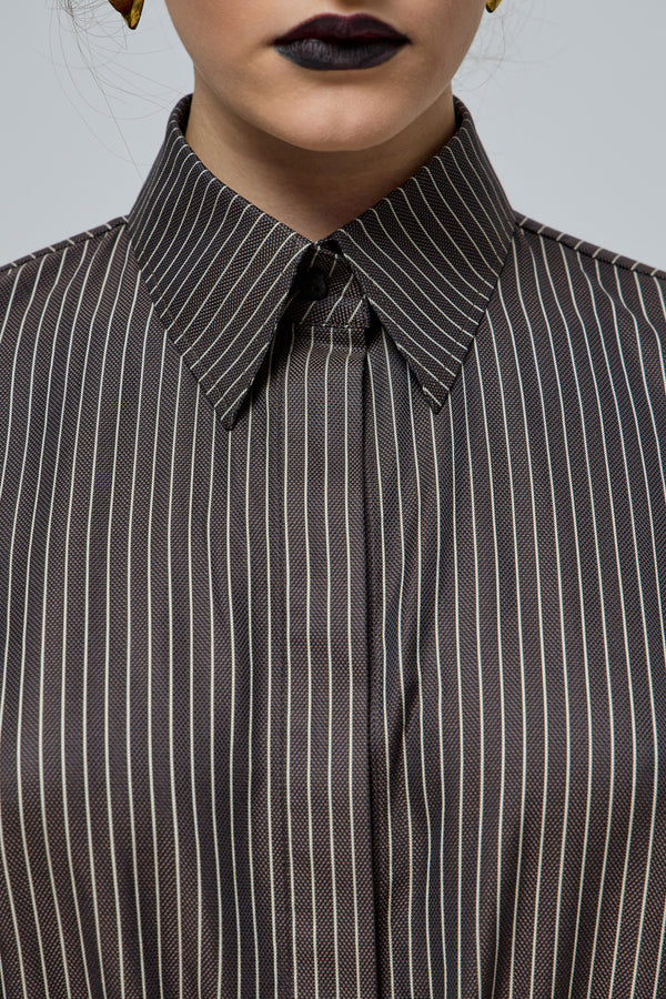 SHIRT IN CHOCOLATE WITH STRIPES
