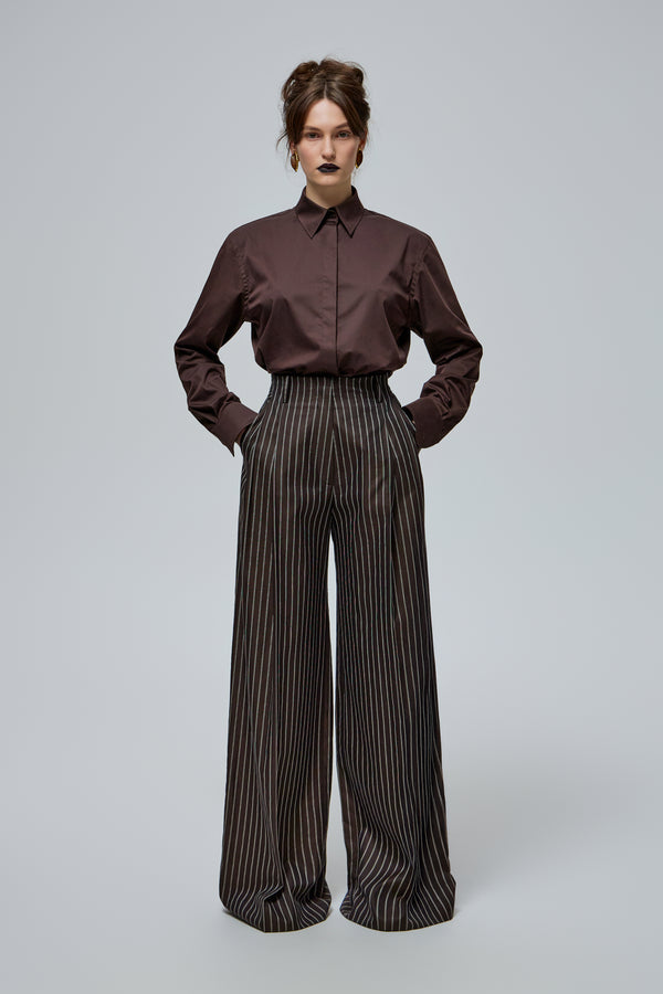 CLASSIC BROWN PANTS WITH STRIPES